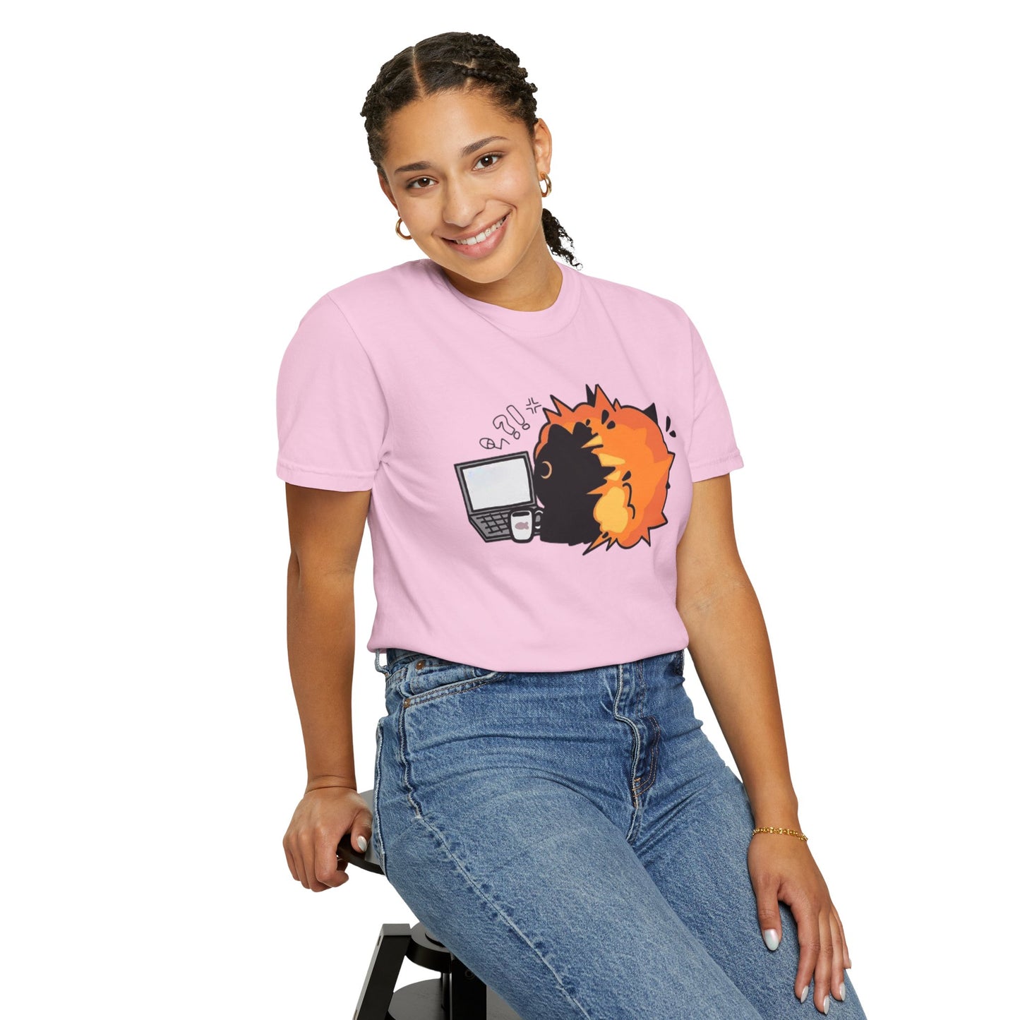 Cartoon Burning Cat Unisex T-Shirt