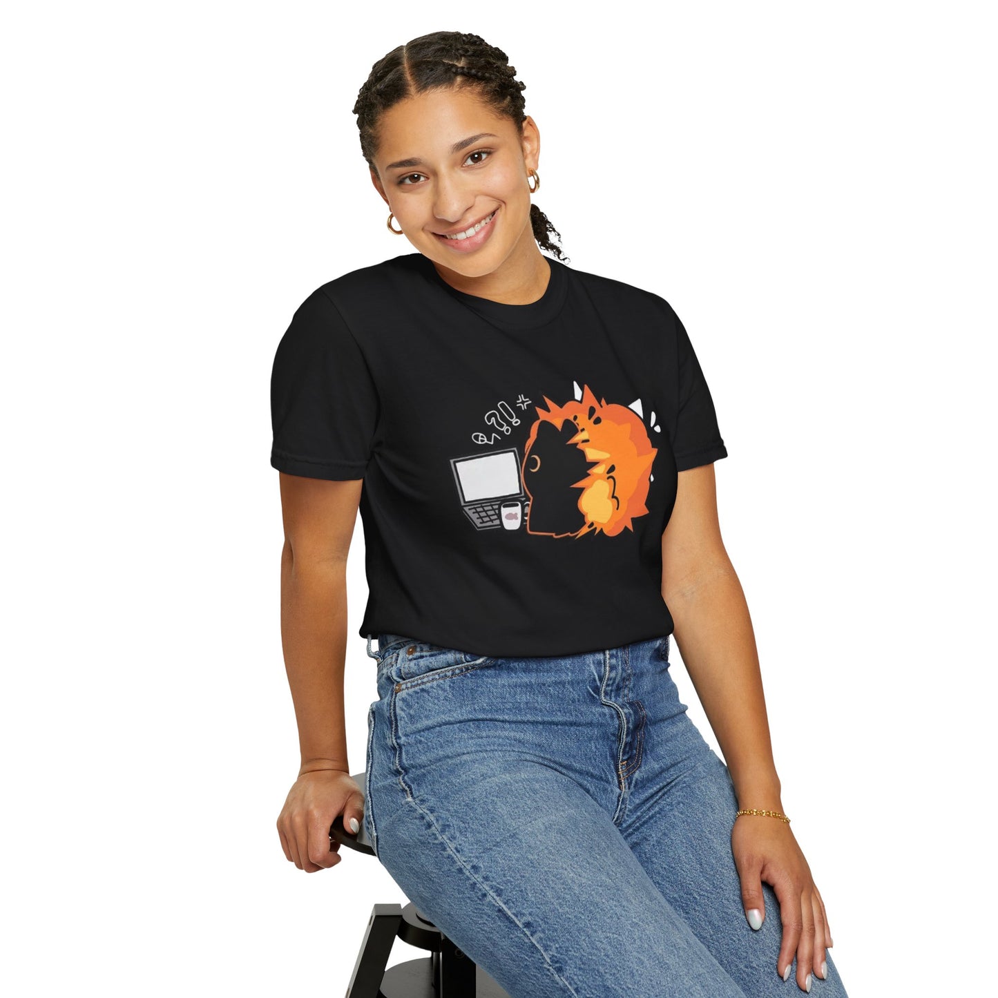 Cartoon Burning Cat Unisex T-Shirt