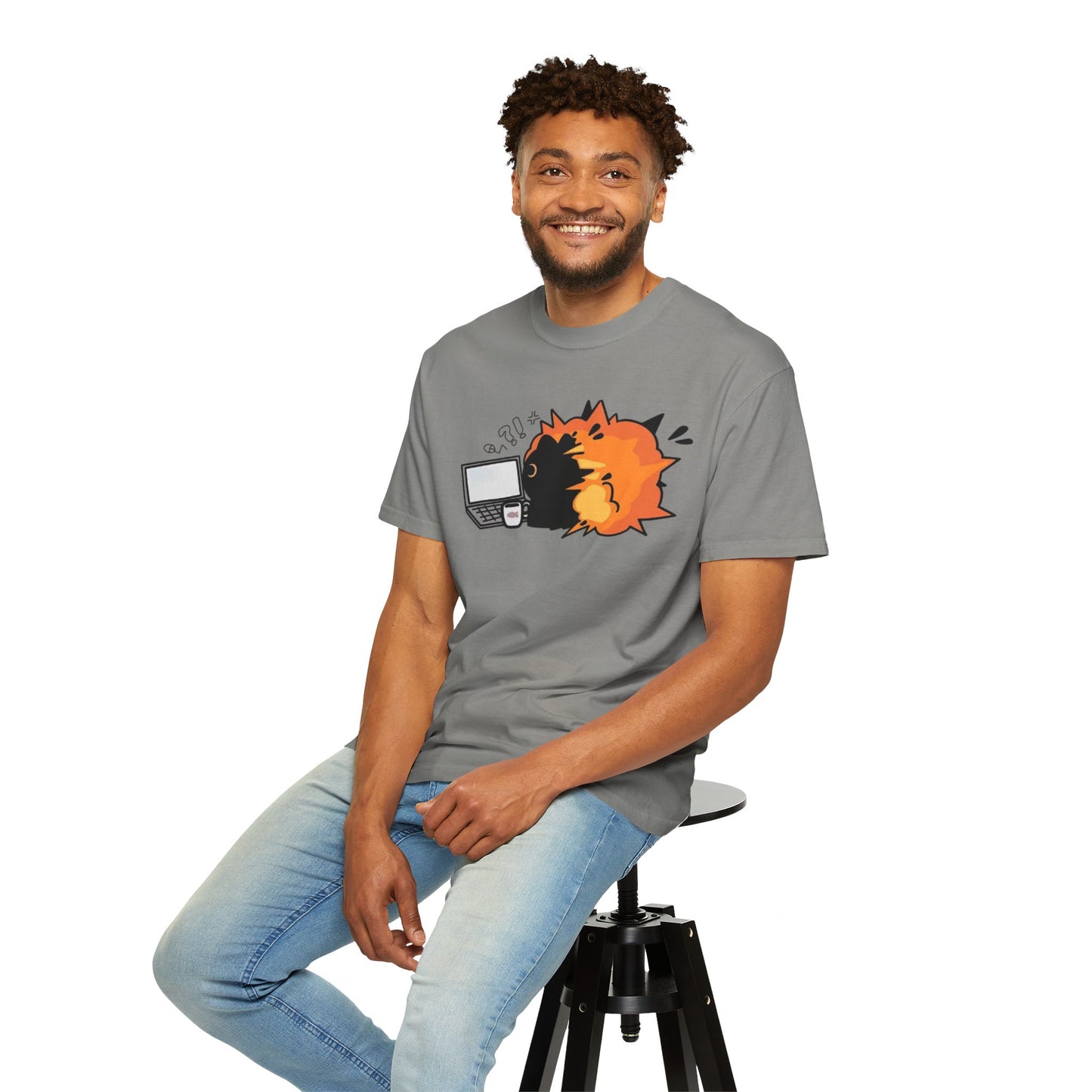 Cartoon Burning Cat Unisex T-Shirt