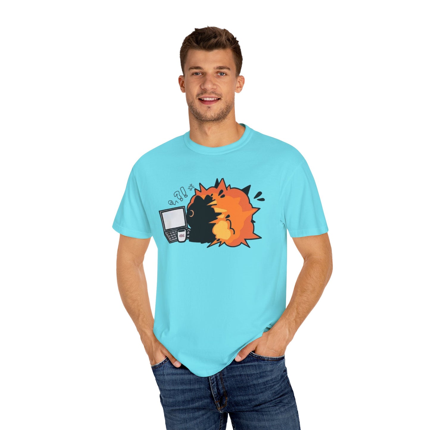 Cartoon Burning Cat Unisex T-Shirt