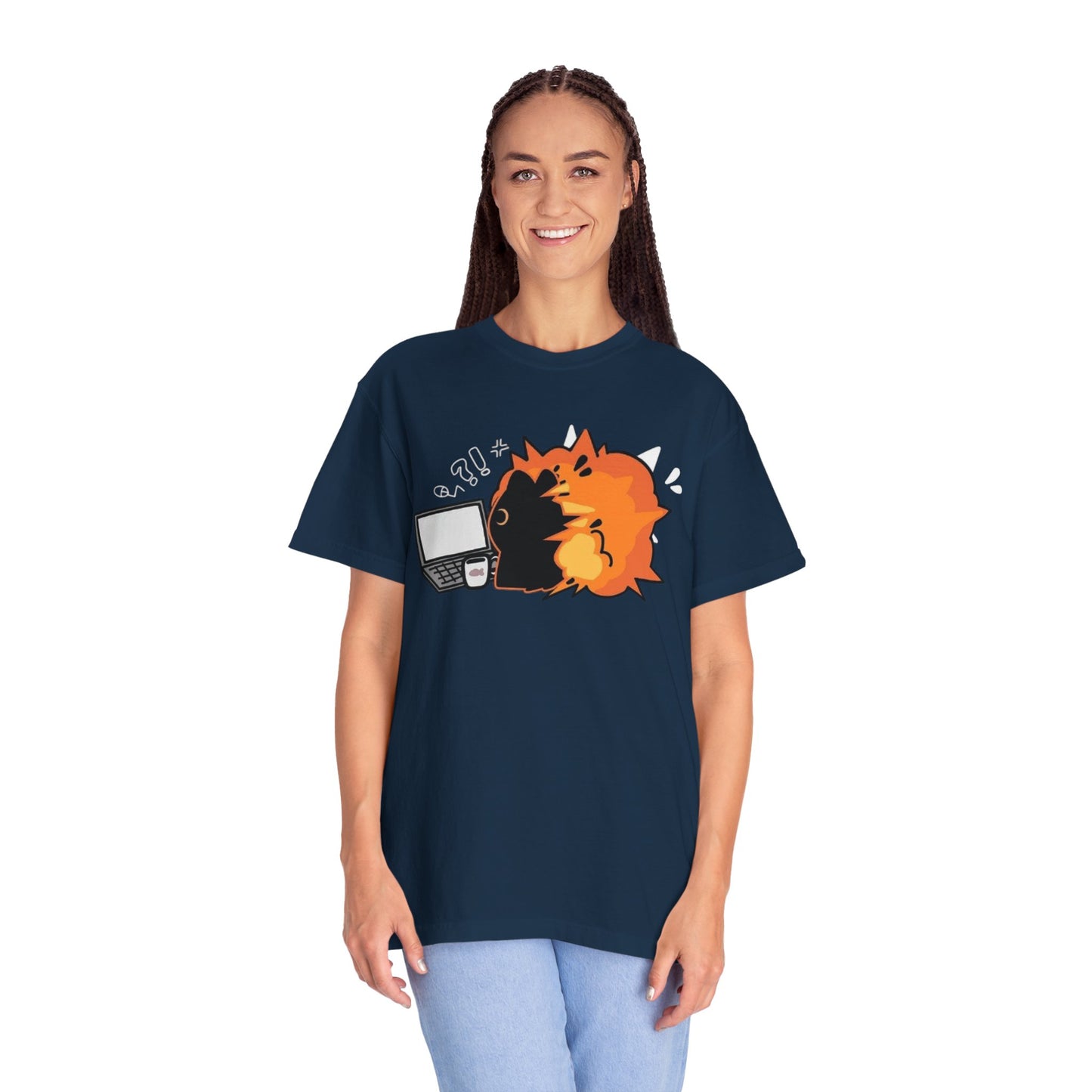 Cartoon Burning Cat Unisex T-Shirt