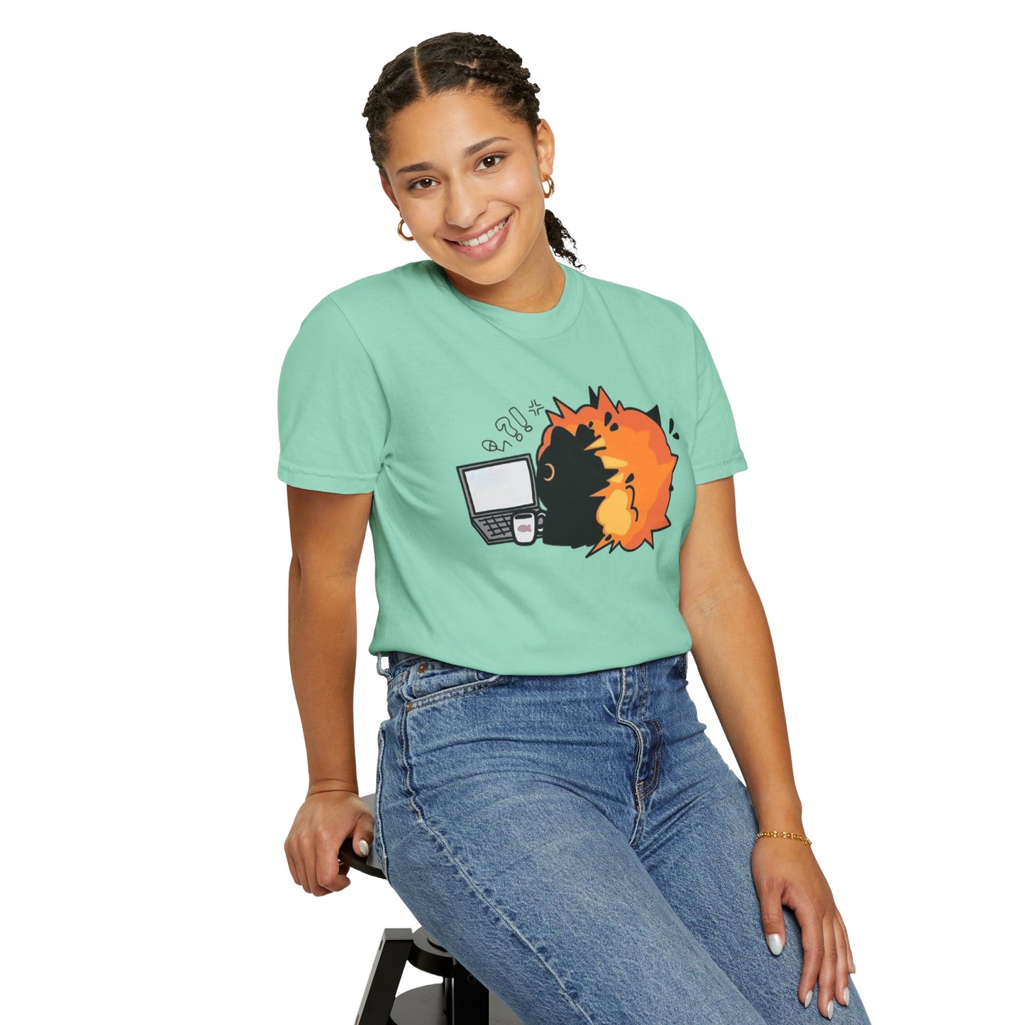 Cartoon Burning Cat Unisex T-Shirt