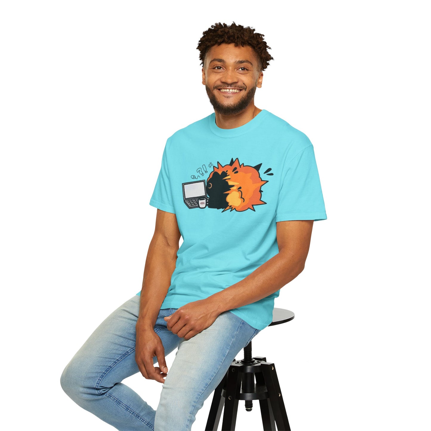 Cartoon Burning Cat Unisex T-Shirt