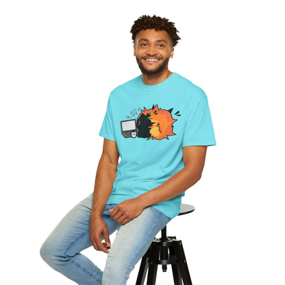 Cartoon Burning Cat Unisex T-Shirt