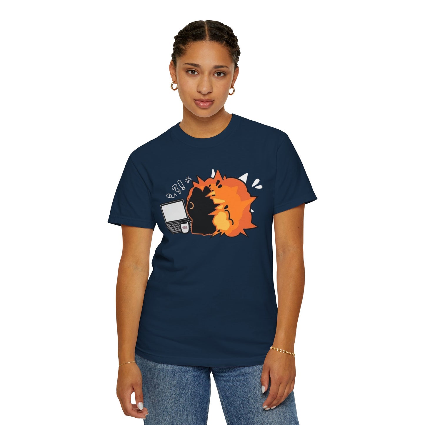 Cartoon Burning Cat Unisex T-Shirt