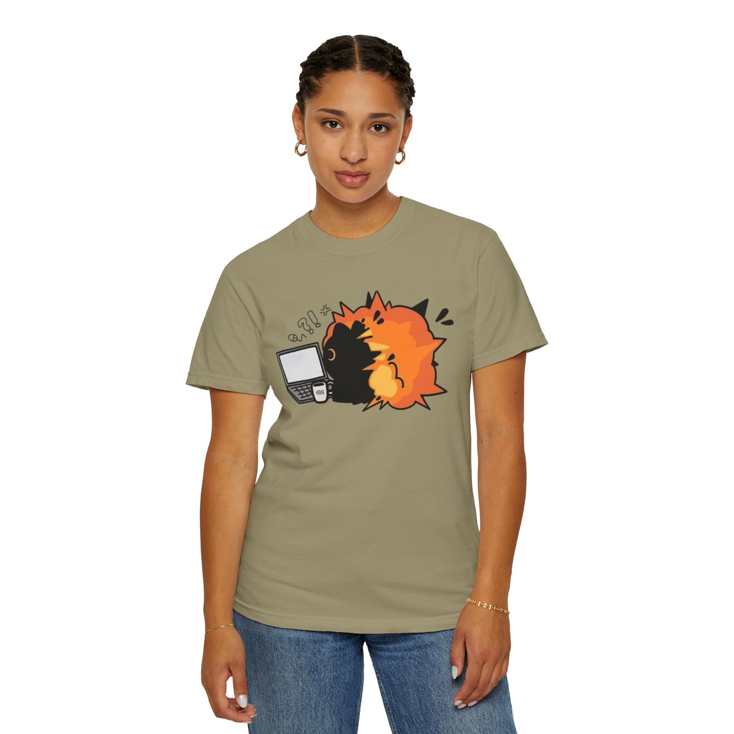 Cartoon Burning Cat Unisex T-Shirt