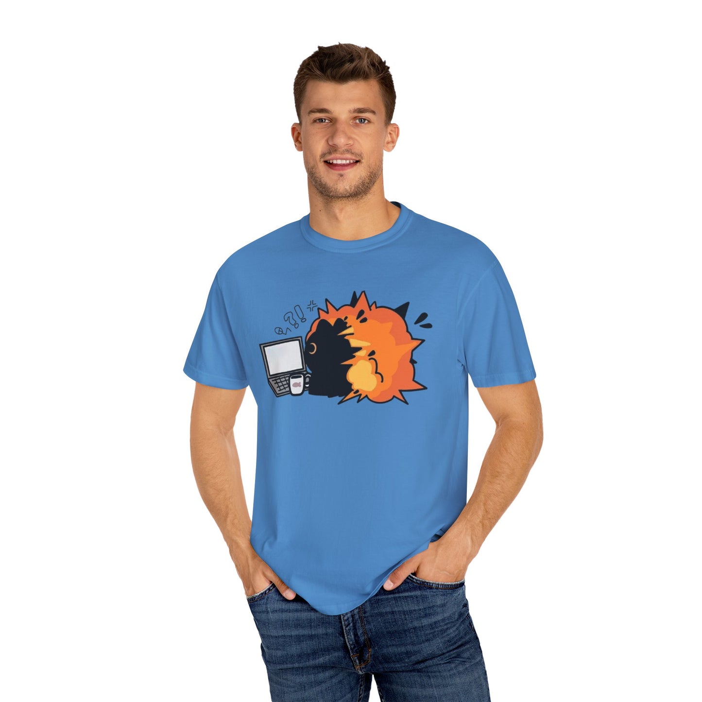 Cartoon Burning Cat Unisex T-Shirt