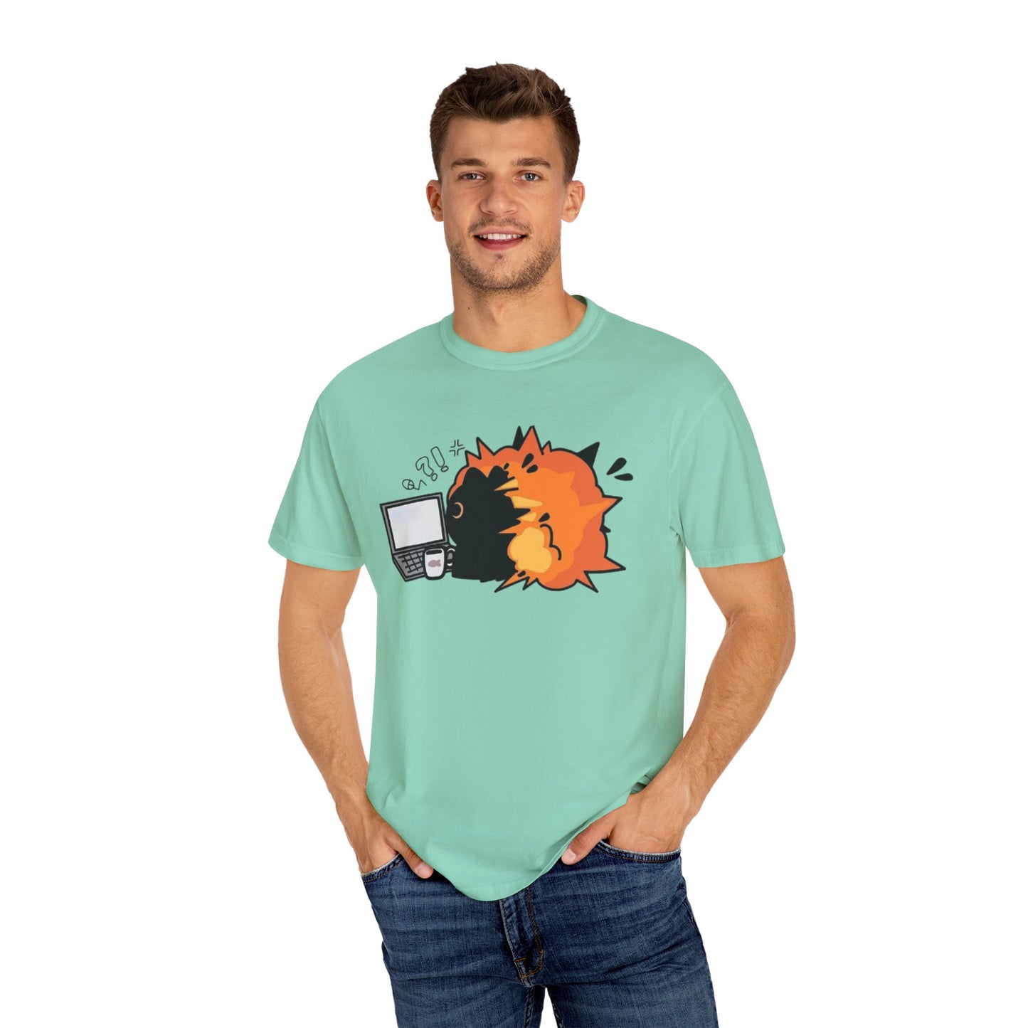 Cartoon Burning Cat Unisex T-Shirt