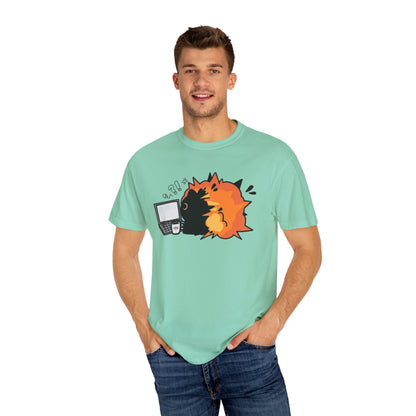 Cartoon Burning Cat Unisex T-Shirt