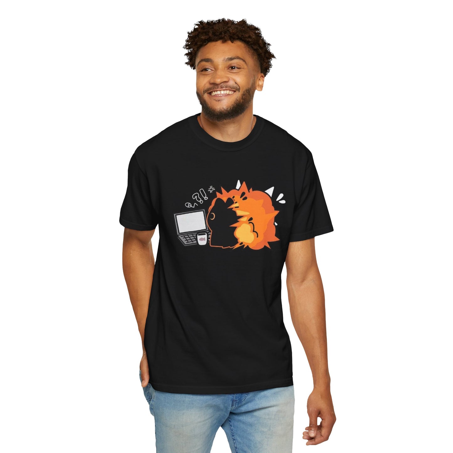 Cartoon Burning Cat Unisex T-Shirt