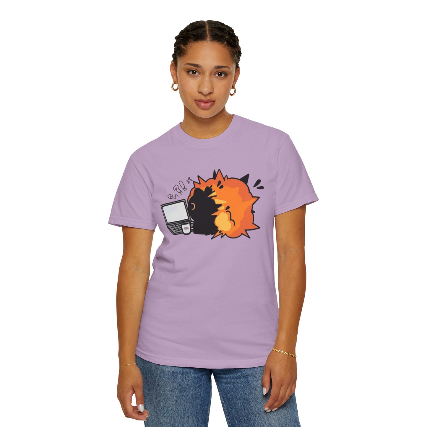 Cartoon Burning Cat Unisex T-Shirt