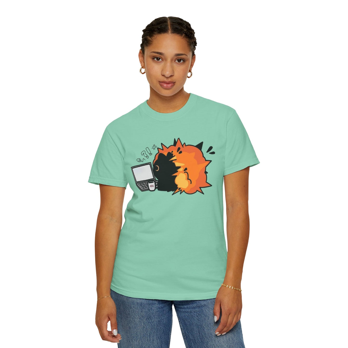 Cartoon Burning Cat Unisex T-Shirt