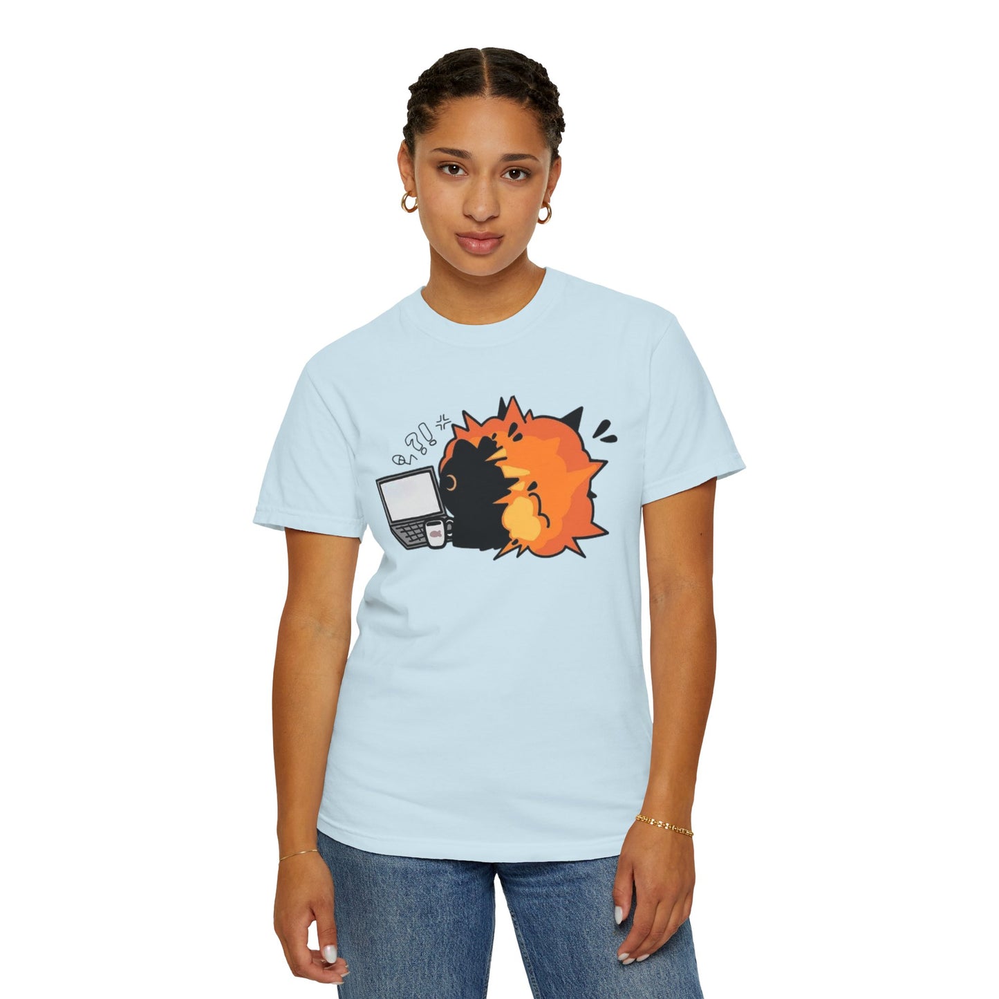 Cartoon Burning Cat Unisex T-Shirt