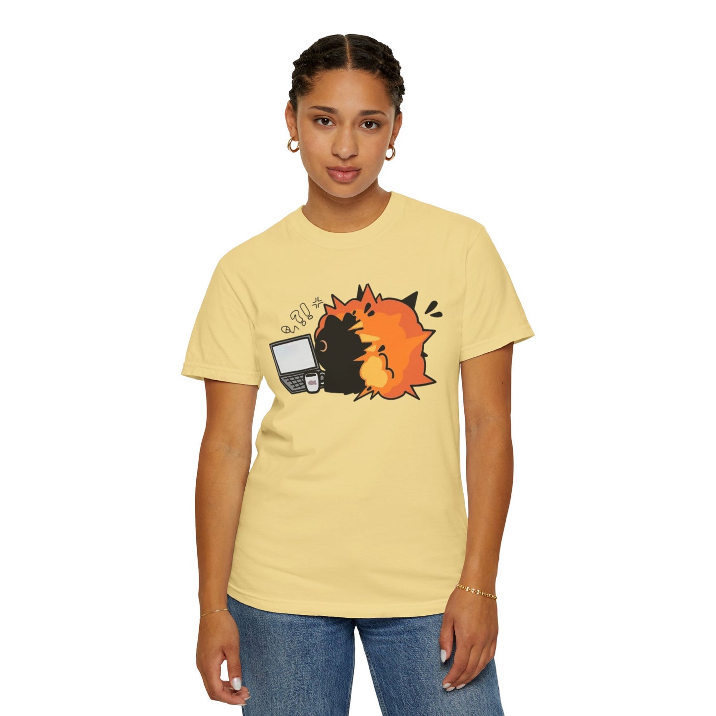 Cartoon Burning Cat Unisex T-Shirt