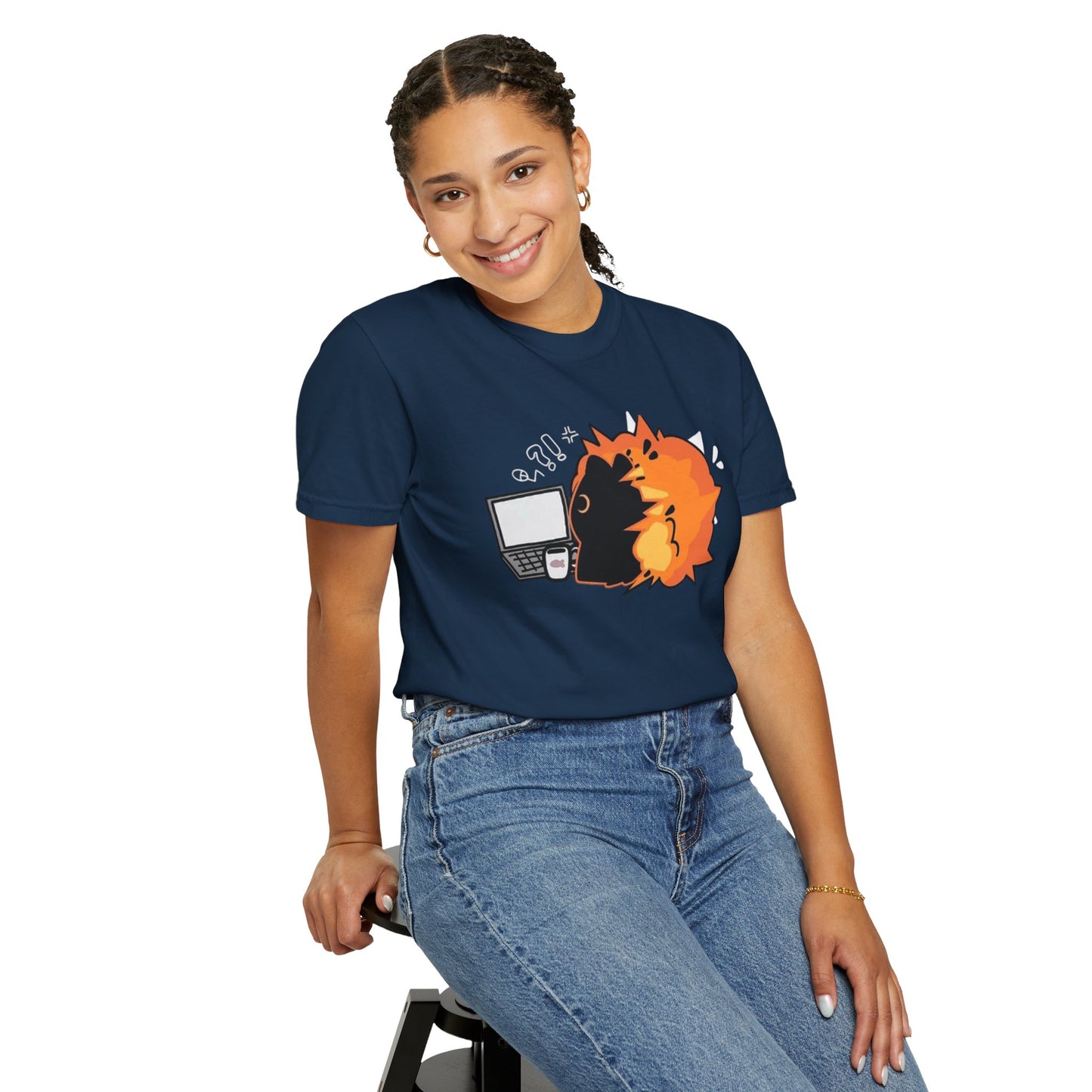 Cartoon Burning Cat Unisex T-Shirt