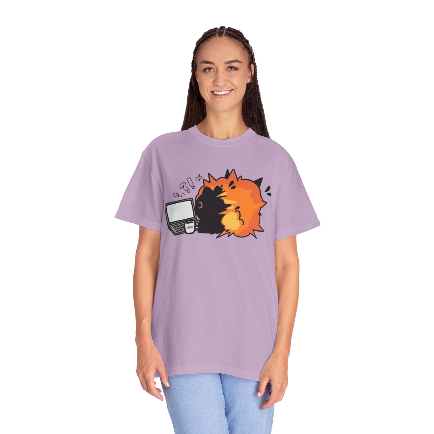 Cartoon Burning Cat Unisex T-Shirt